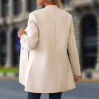 Vivienne | Abrigo Largo Efecto Tweed con Cuello Alto