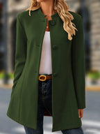 Vivienne | Abrigo Largo Efecto Tweed con Cuello Alto