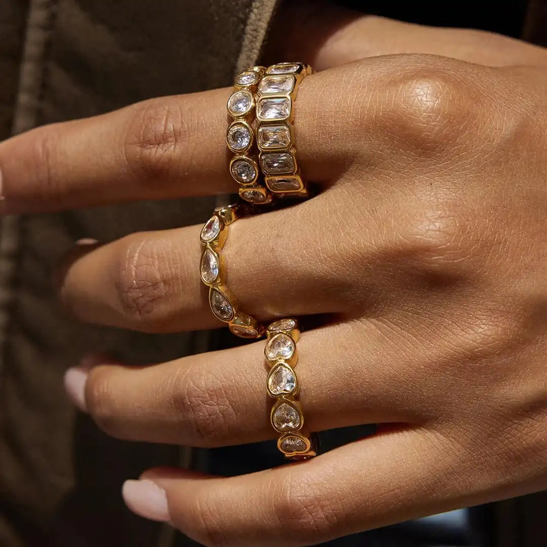 Set Variado de Anillos de Circonita Baguette