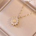 Conjunto de Collar y Pendientes Girasol de Circonita en Plata