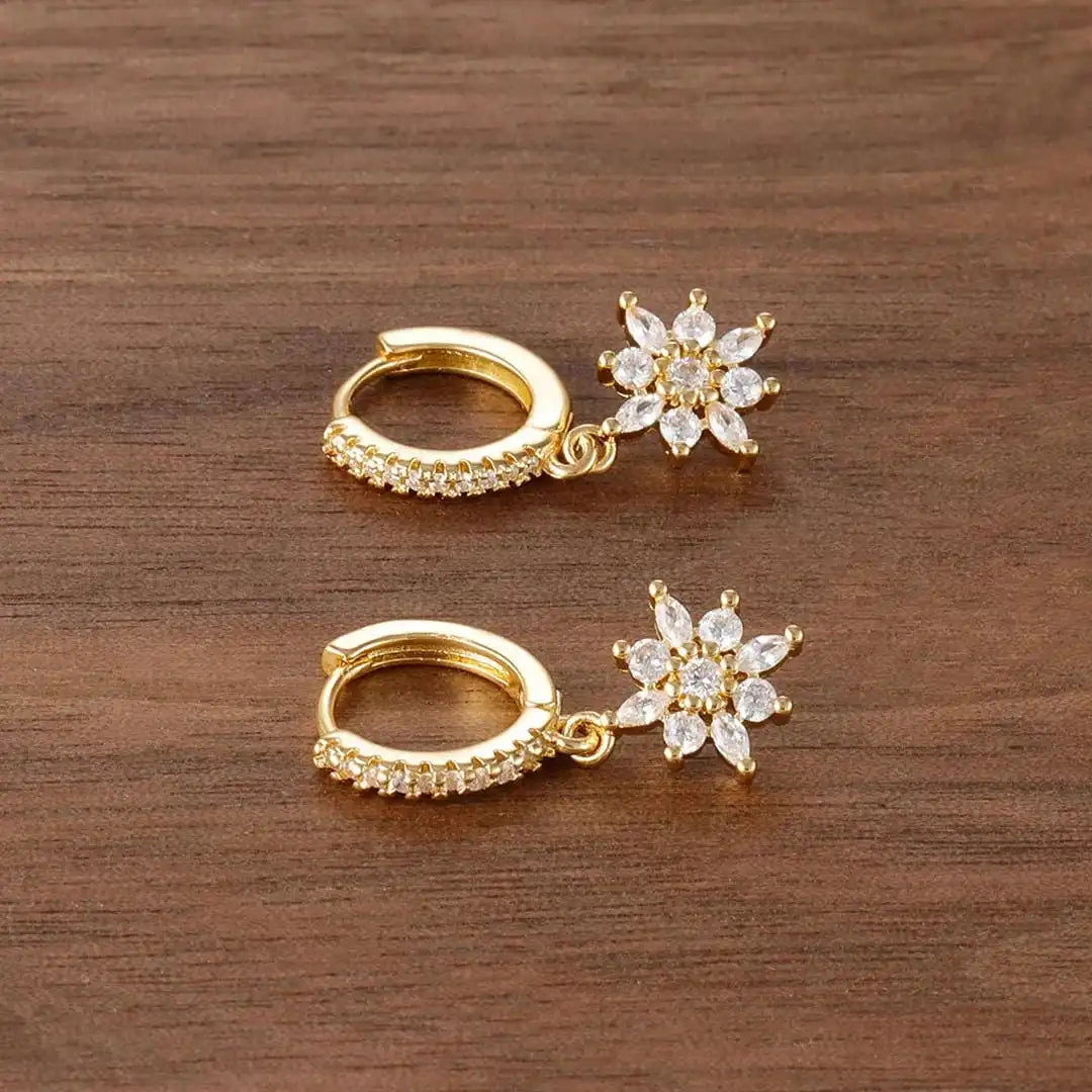Pendientes Colgantes Clásicos de Cristal con Copo de Nieve