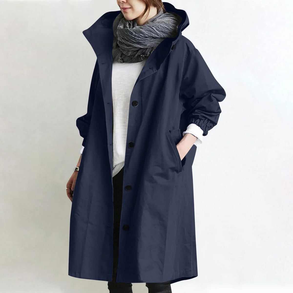 Theodora | Trench Coat Largo con Capucha