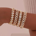 Set de Pulseras Ajustables Gruesas de Circonita en Oro