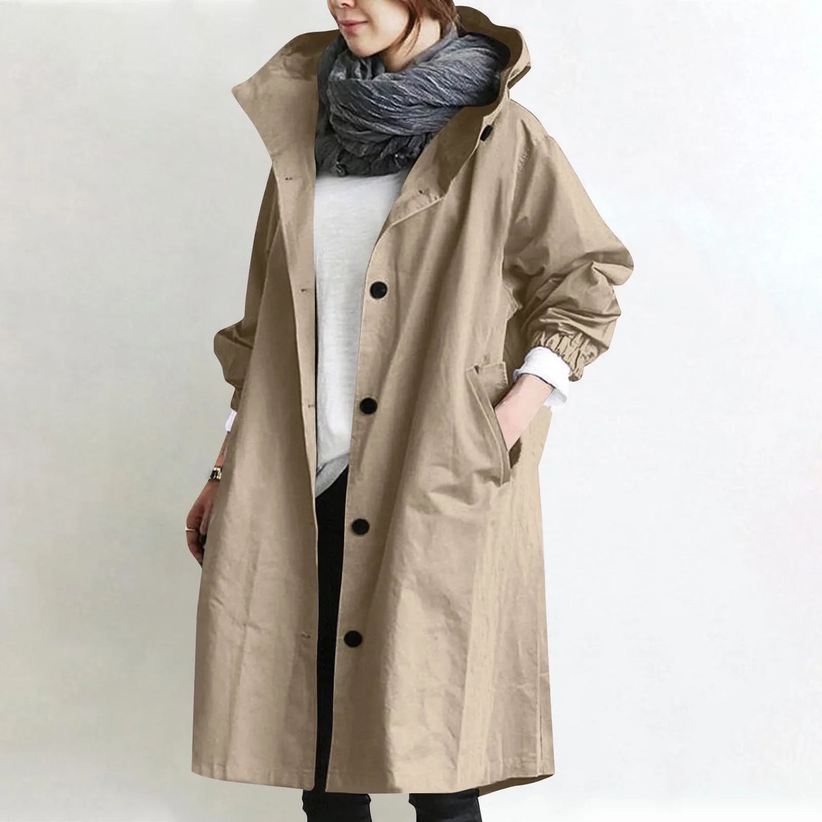 Theodora | Trench Coat Largo con Capucha
