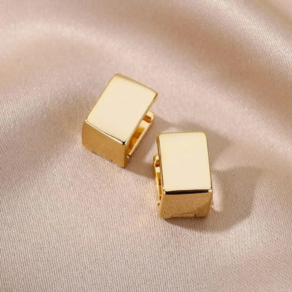 Pendientes Cuadrados Geométricos Dorados