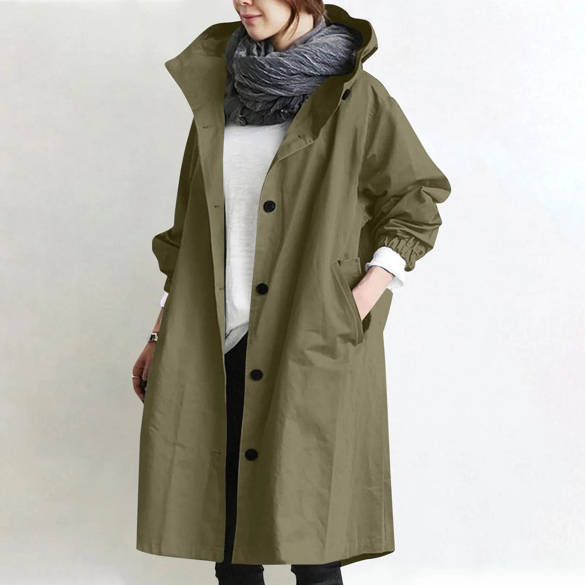 Theodora | Trench Coat Largo con Capucha