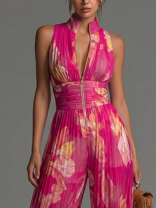 Mono Serafina | Gasa Plisada Floral en Fucsia