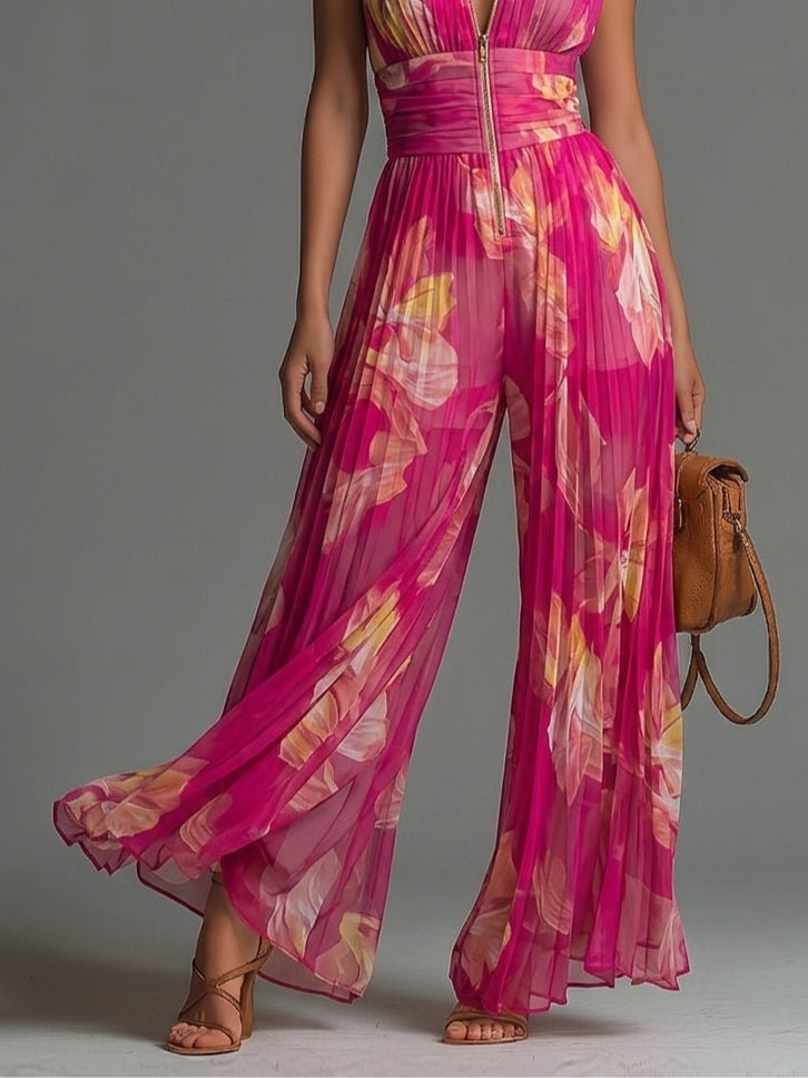 Mono Serafina | Gasa Plisada Floral en Fucsia