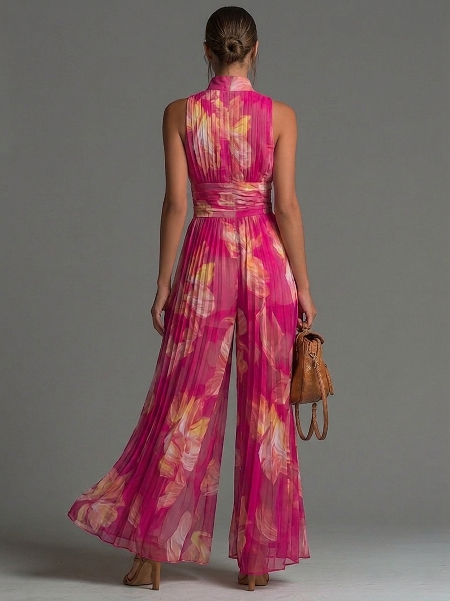 Mono Serafina | Gasa Plisada Floral en Fucsia