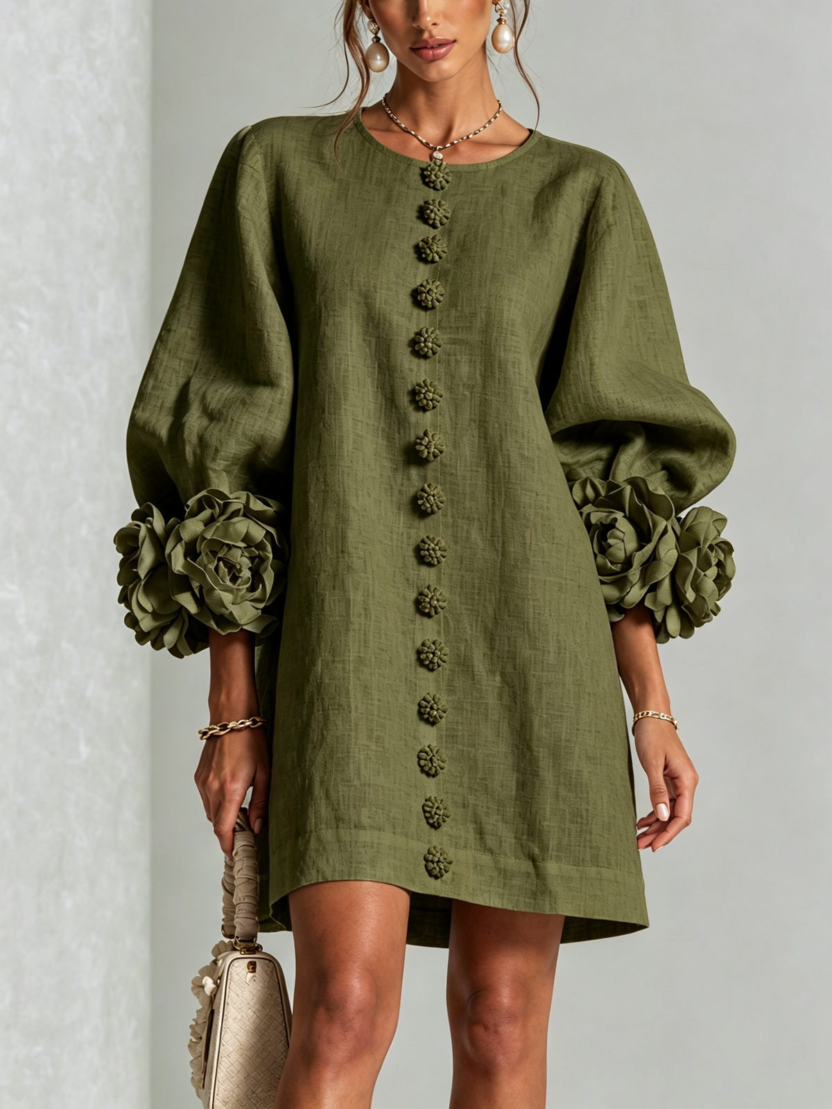 CELESTINE | MINIVESTIDO FLORAL CON BOTONES DELANTEROS