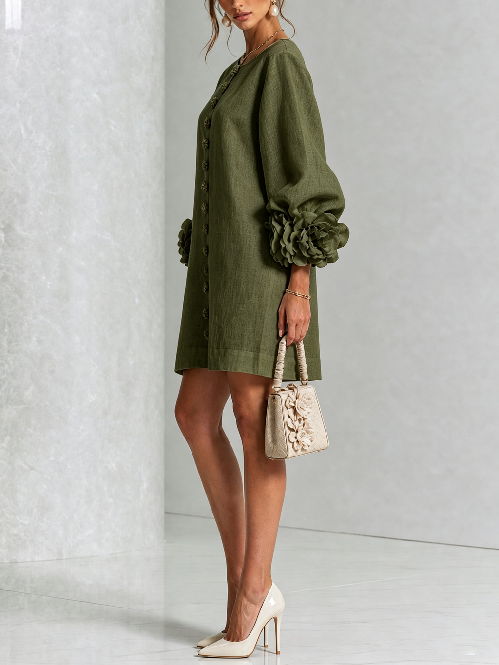 CELESTINE | MINIVESTIDO FLORAL CON BOTONES DELANTEROS
