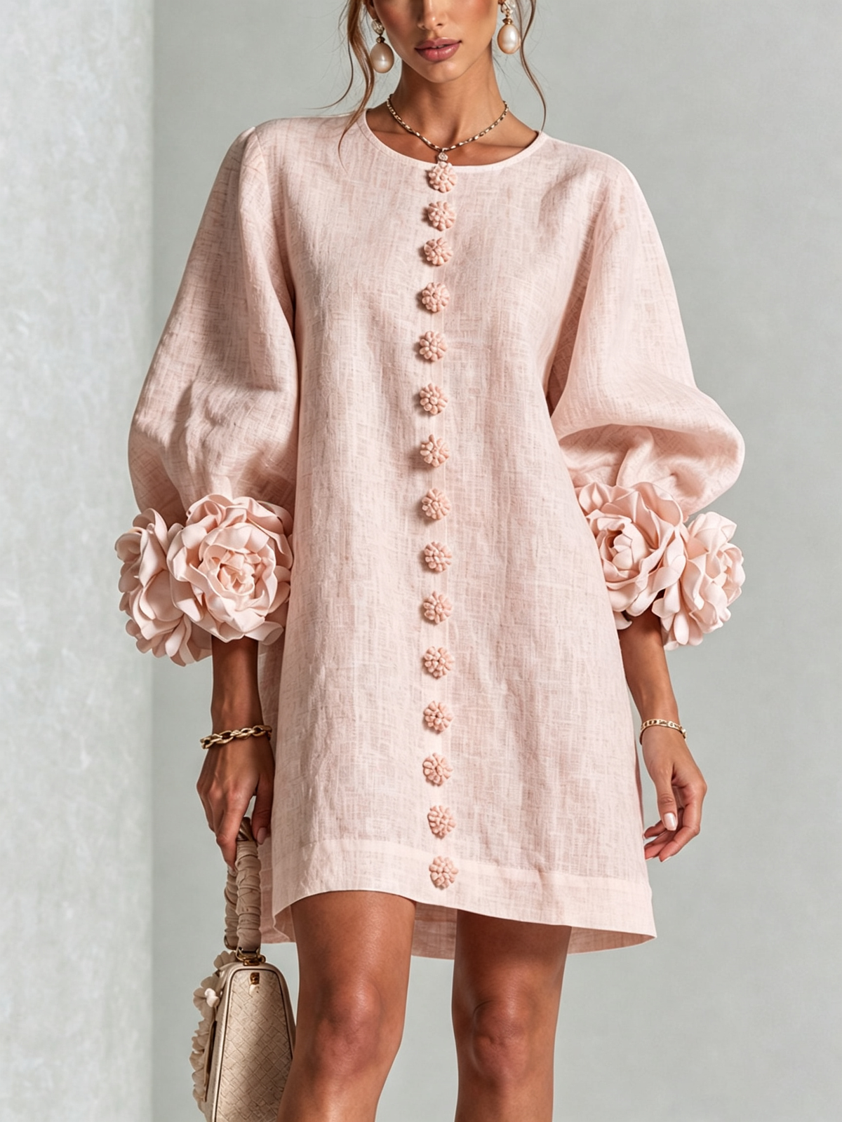 CELESTINE | MINIVESTIDO FLORAL CON BOTONES DELANTEROS