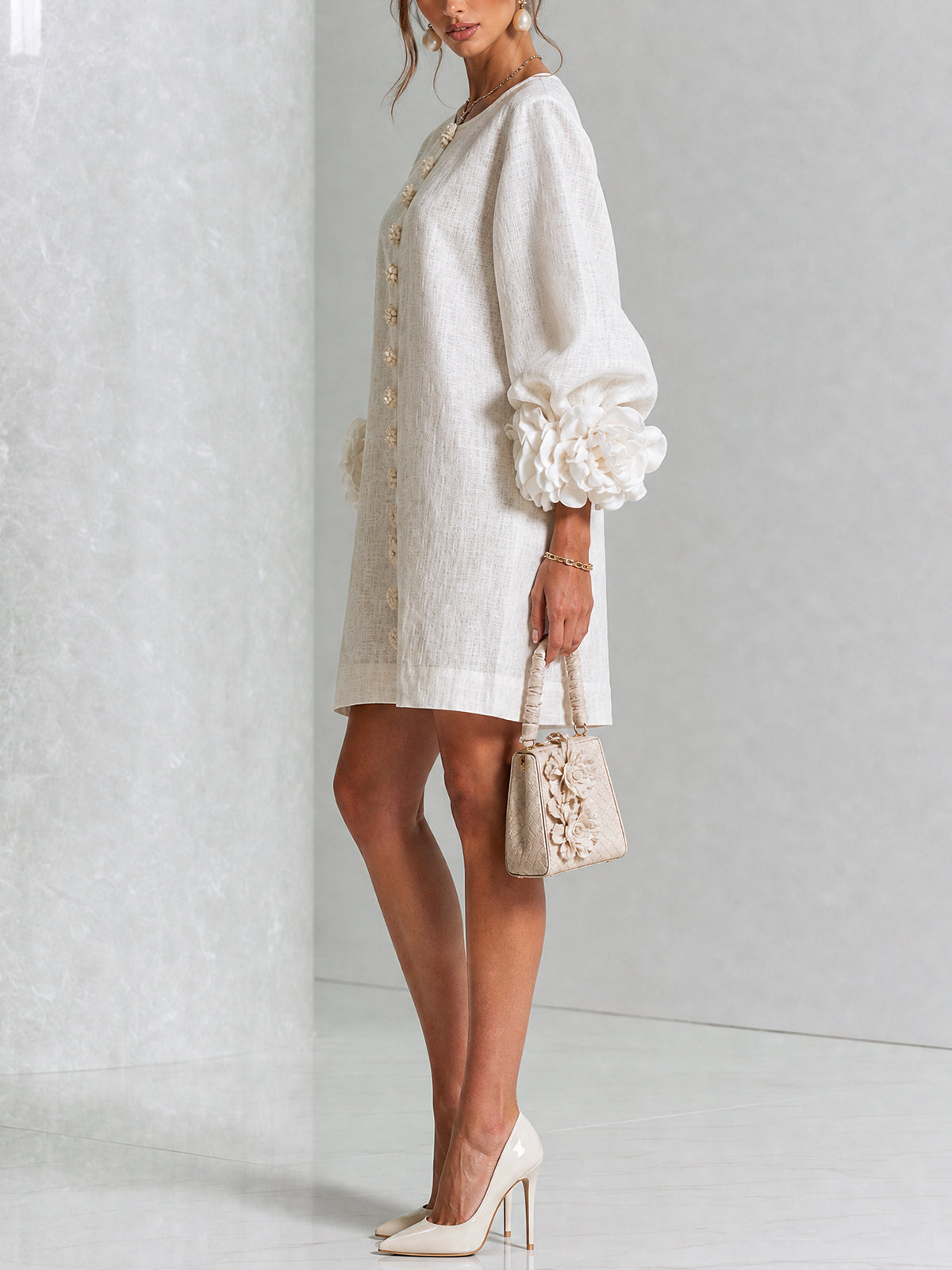 CELESTINE | MINIVESTIDO FLORAL CON BOTONES DELANTEROS