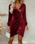 BRIAR | VESTIDO MIDI BRILLANTE CON ESCOTE EN V