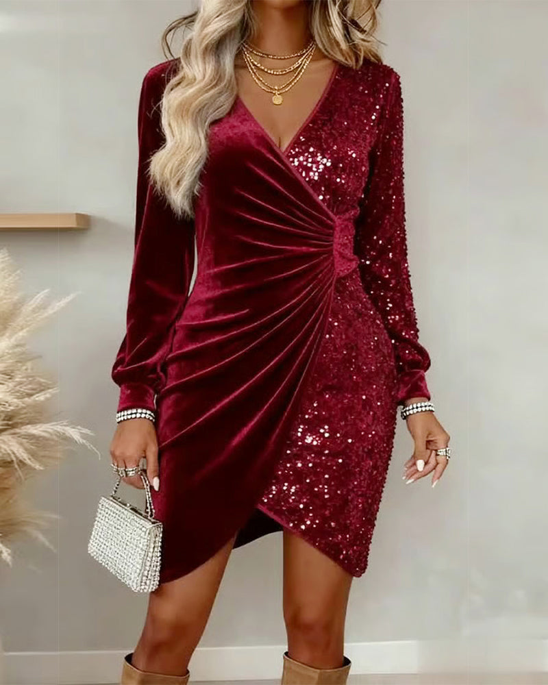 BRIAR | VESTIDO MIDI BRILLANTE CON ESCOTE EN V