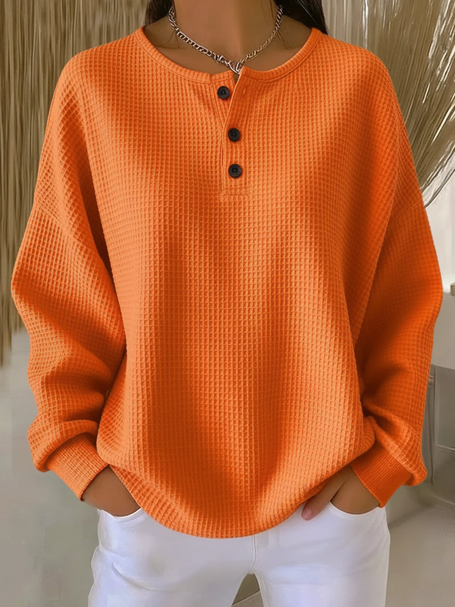 Mirabel™ | Sudadera henley de punto gofre acogedora
