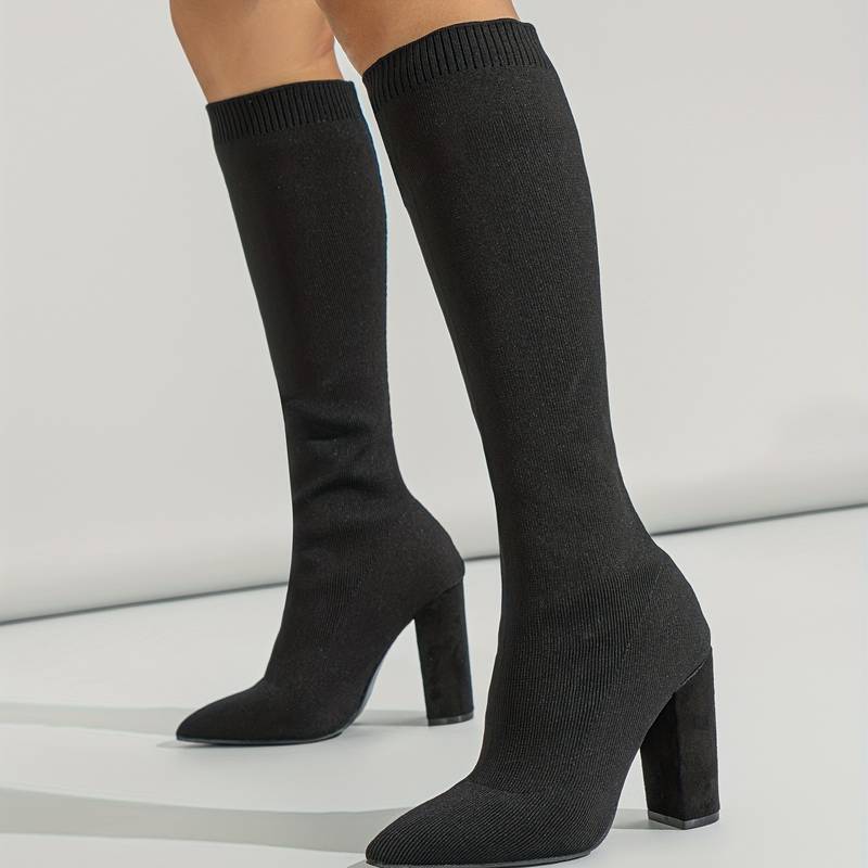 OLIVIA | BOTAS CALCETÍN DE PUNTO PARA MUJER CON TACÓN DE BLOQUE