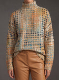 Barbara™ | Jersey de cuello alto Autumn Grid