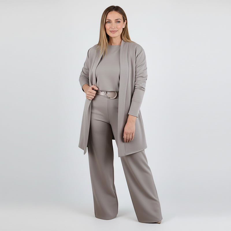 Aitana | Conjunto de 3 Piezas con Cárdigan Largo, Top y Pantalón