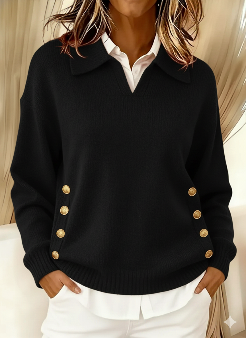 Vynette™ | Jersey de cuello pico con solapa