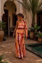 Scarlett | Vestido Largo Estampado con Escote sin Tirantes