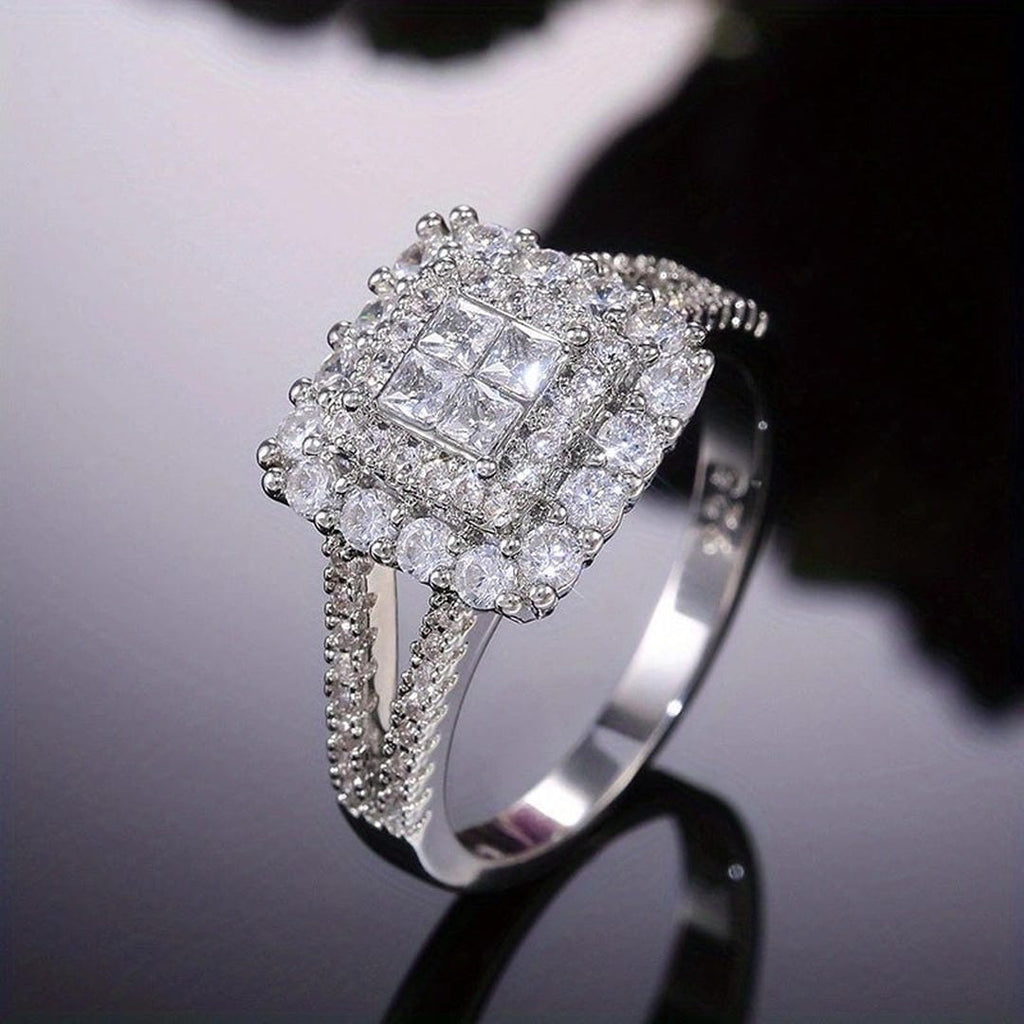 Anillo de Boda con Circonita de Corte Cuadrado