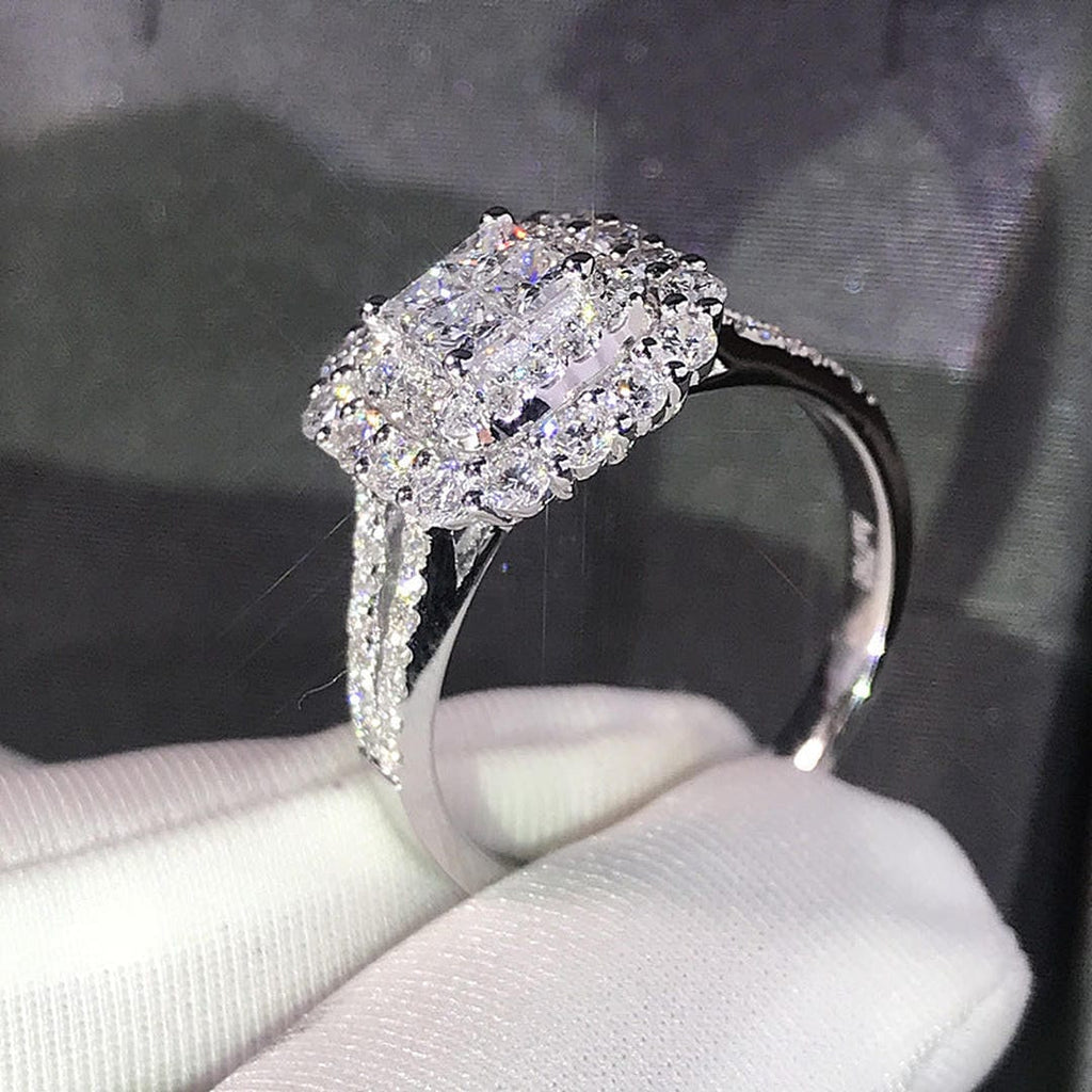 Anillo de Boda con Circonita de Corte Cuadrado