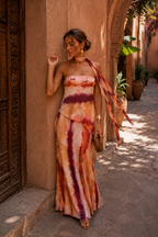Scarlett | Vestido Largo Estampado con Escote sin Tirantes