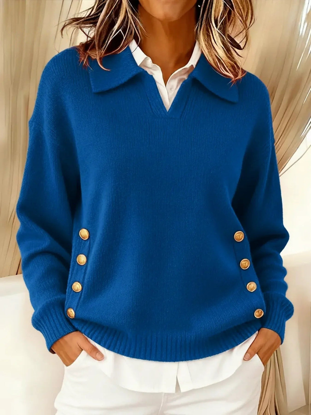 Vynette™ | Jersey de cuello pico con solapa