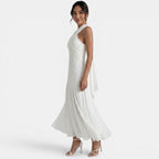 Elegante vestido largo de gasa de fiesta de invitada de boda con detalle de lazo | Maxi