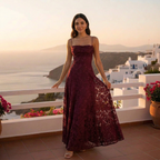 Estiloso vestido ajustado de fiesta y de invitada de boda con espalda descubierta y lazos | Midi