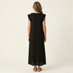 Rosalind | Vestido Maxi de Lino con Volantes y Escote en V