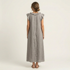 Rosalind | Vestido Maxi de Lino con Volantes y Escote en V