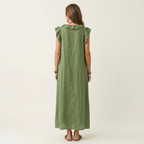 Rosalind | Vestido Maxi de Lino con Volantes y Escote en V