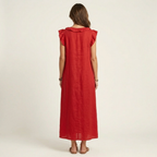 Rosalind | Vestido Maxi de Lino con Volantes y Escote en V
