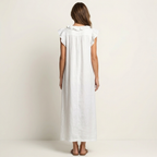 Rosalind | Vestido Maxi de Lino con Volantes y Escote en V