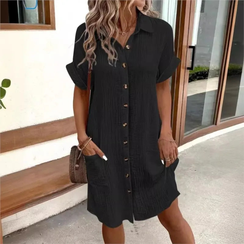 Marielle | Vestido de Lino Ligero con Botones