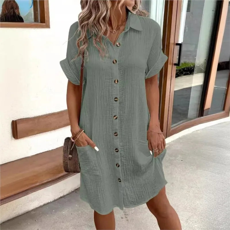 Marielle | Vestido de Lino Ligero con Botones