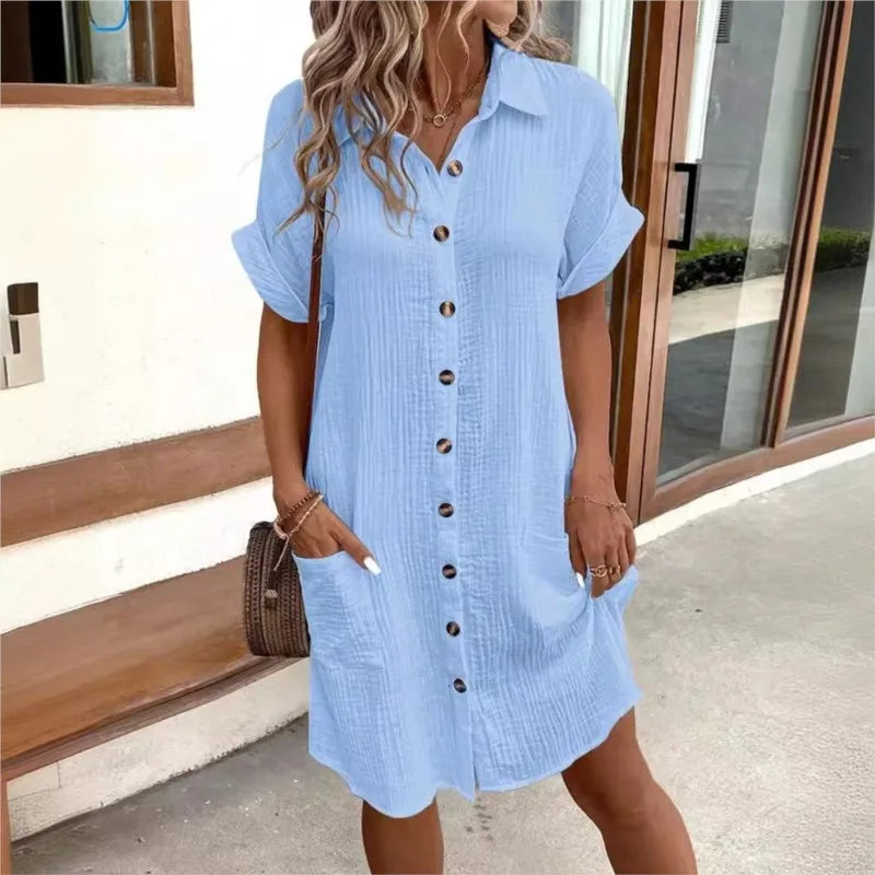 Marielle | Vestido de Lino Ligero con Botones