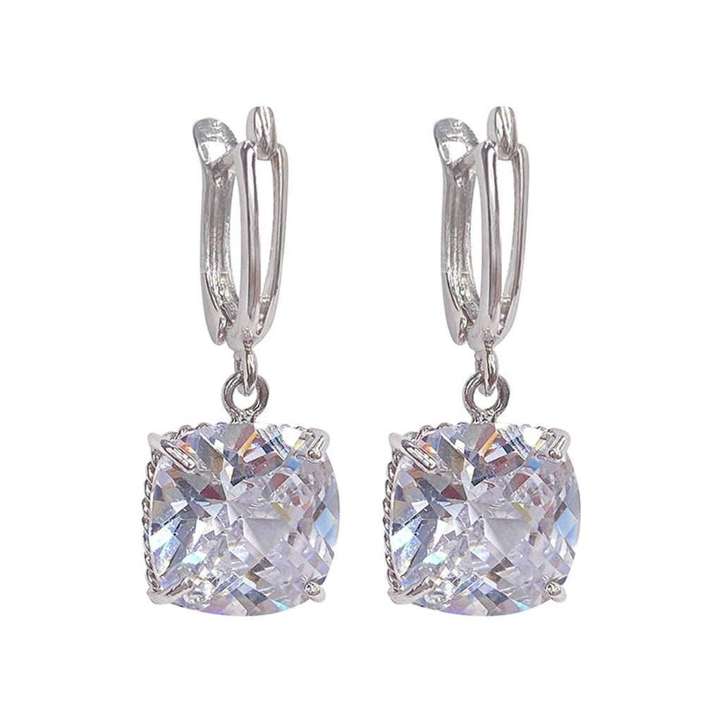 Pendientes Colgantes de Oro Blanco con Circonita