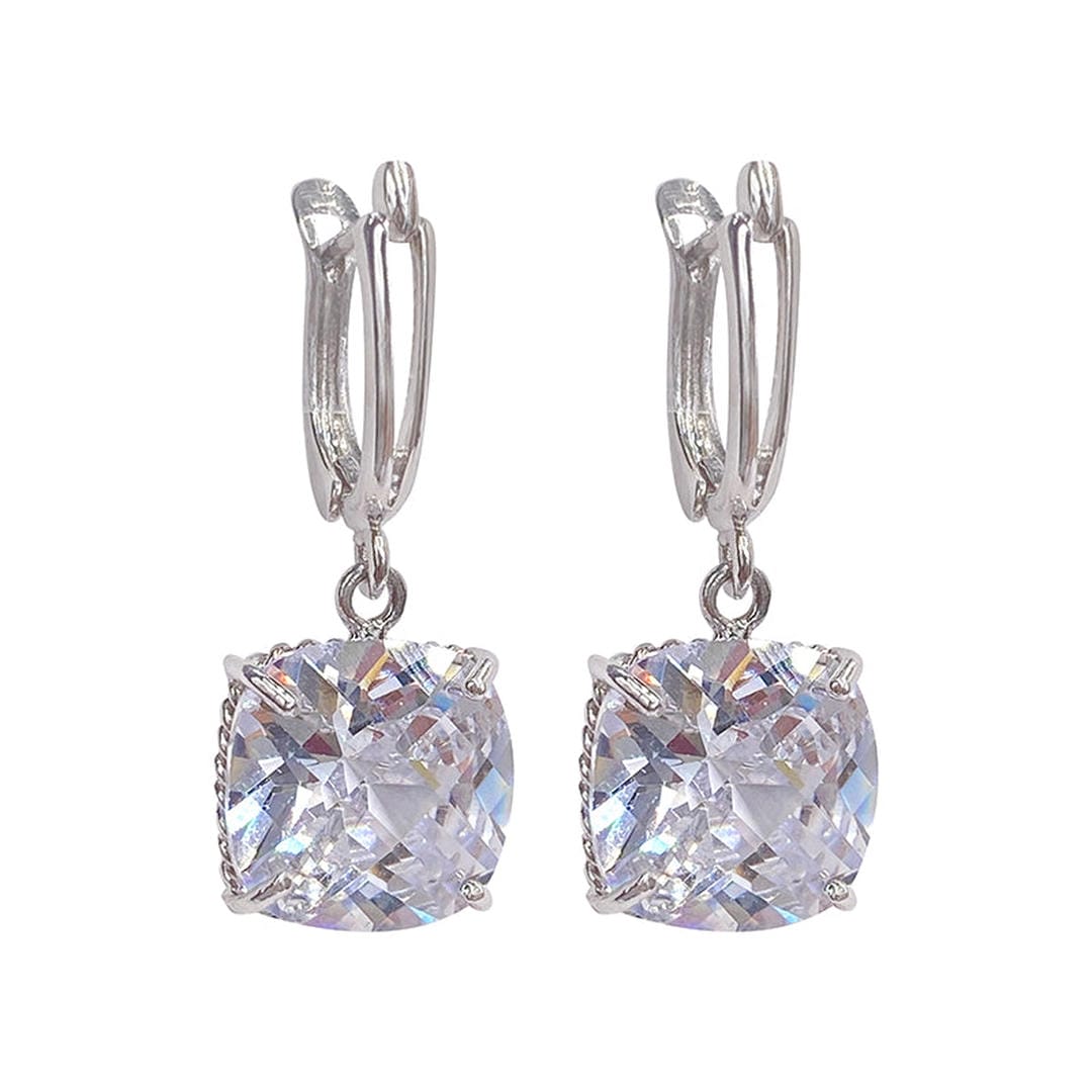 Pendientes Colgantes de Oro Blanco con Circonita