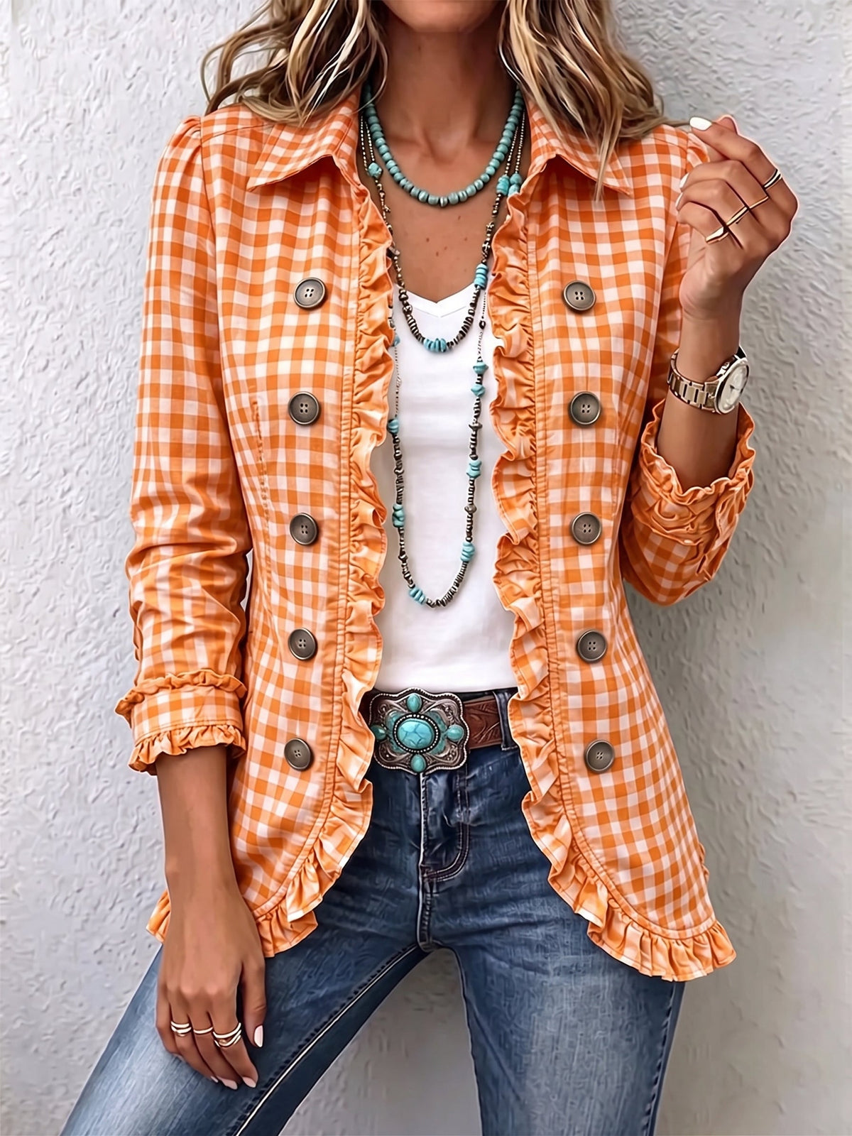 Matilda | Chaqueta de Cuadros Vichy con Ribete de Volantes