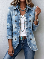 Coralie | Chaqueta con Volantes y Estampado Botánico Degradado