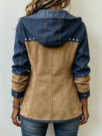 Quinn | Chaqueta con Capucha en Bloques de Color Azul Marino y Camel