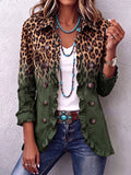 Anouk – Blazer con Botones y Degradado Leopardo en Verde Oliva
