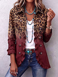 Lorelei | Blazer con Volantes y Estampado Leopardo en Vino