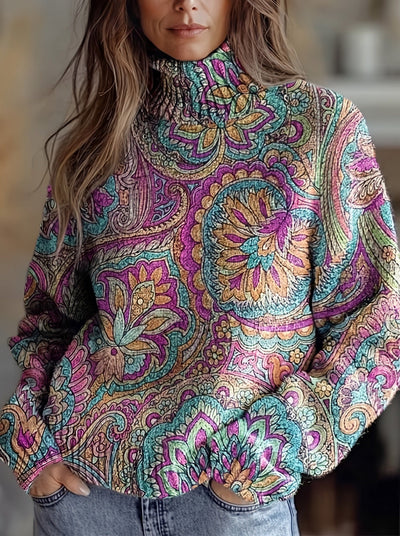 Marieta™ | Jersey de cuello alto con estampado Paisley