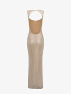 Elegante vestido largo de invitada de boda y de noche con lentejuelas y espalda descubierta | Maxi