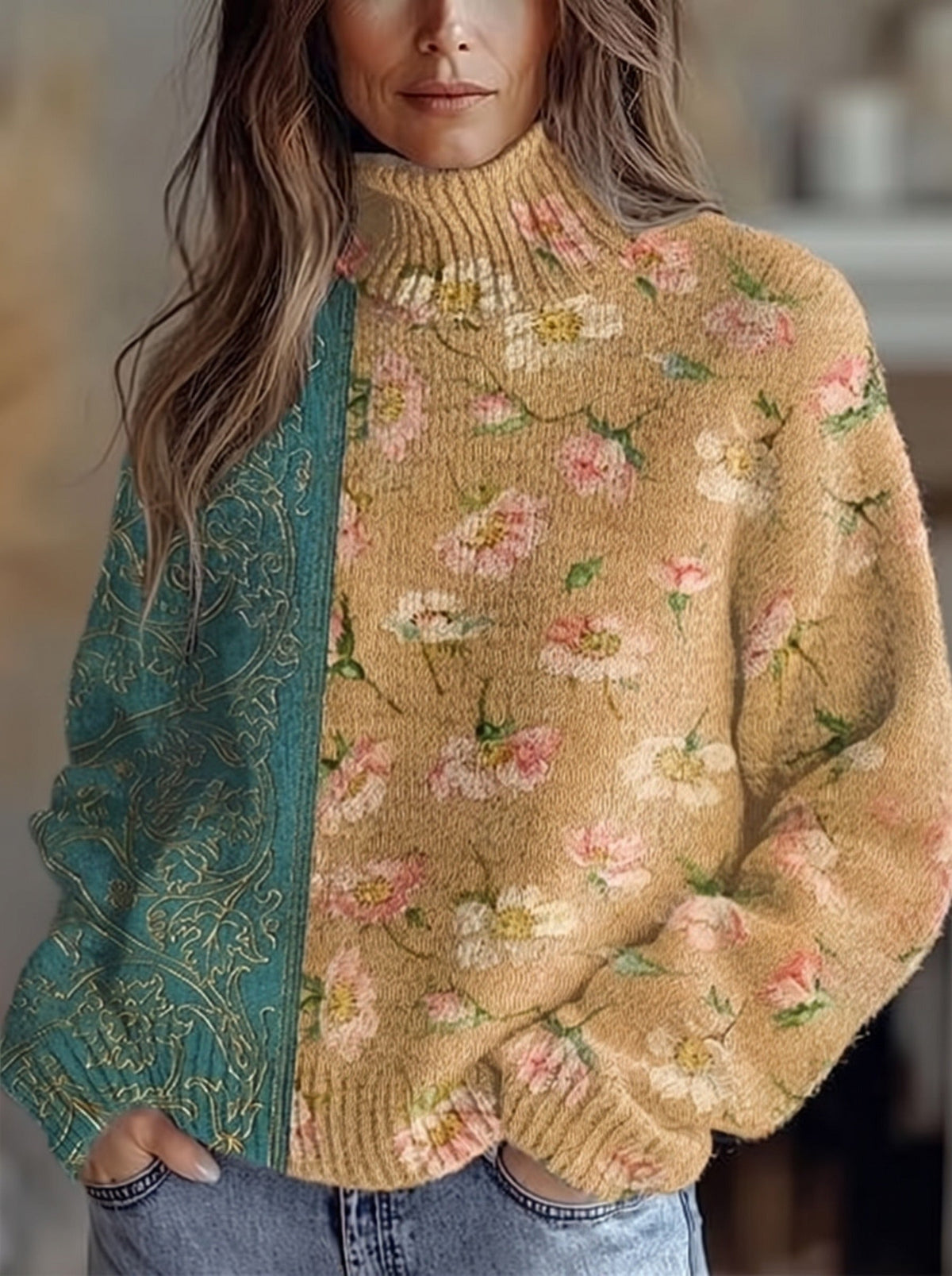 Seya™ | Jersey de cuello alto Saffron Blossom