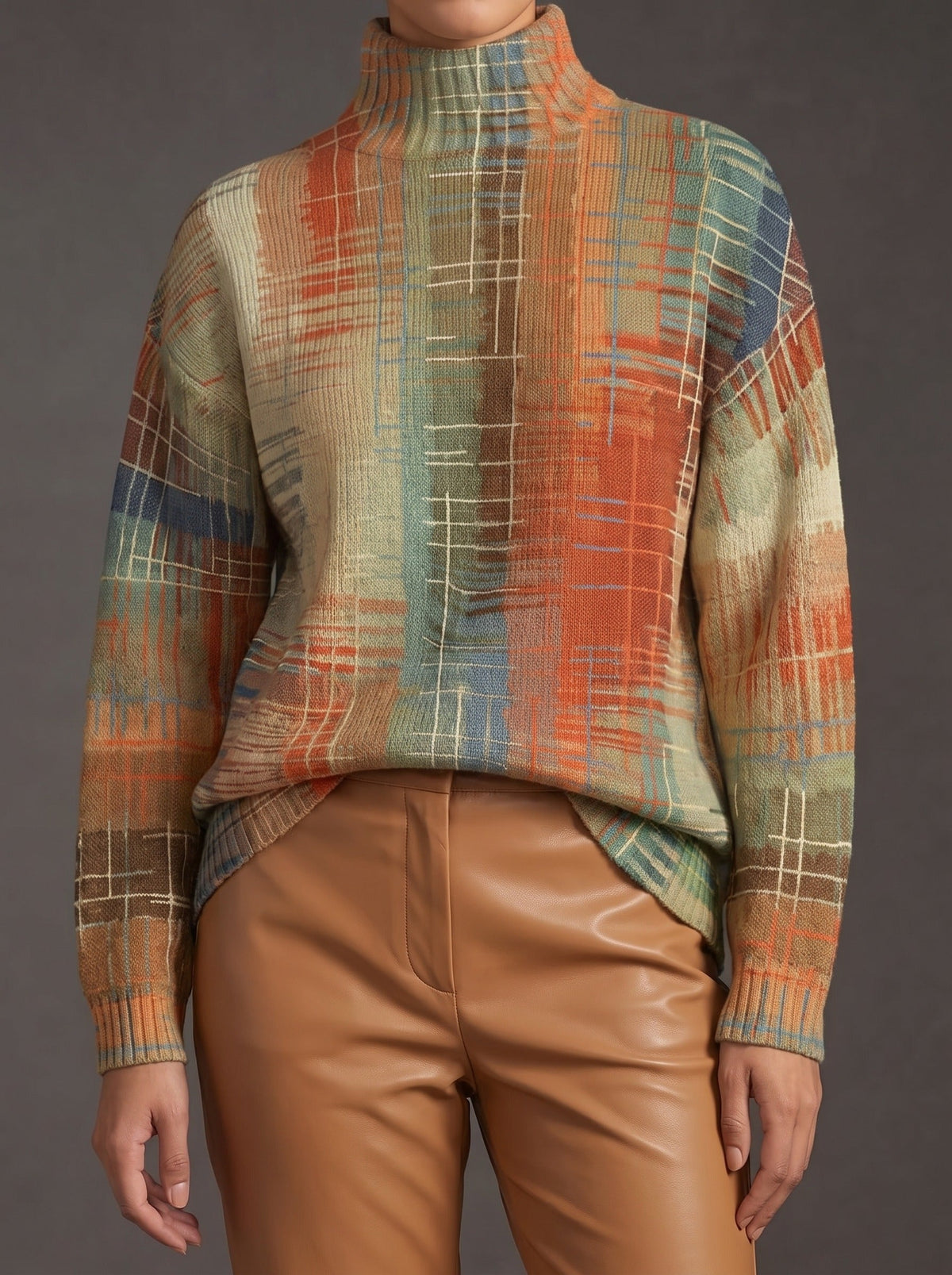 Saray™ | Jersey de cuello alto con rayas pintadas